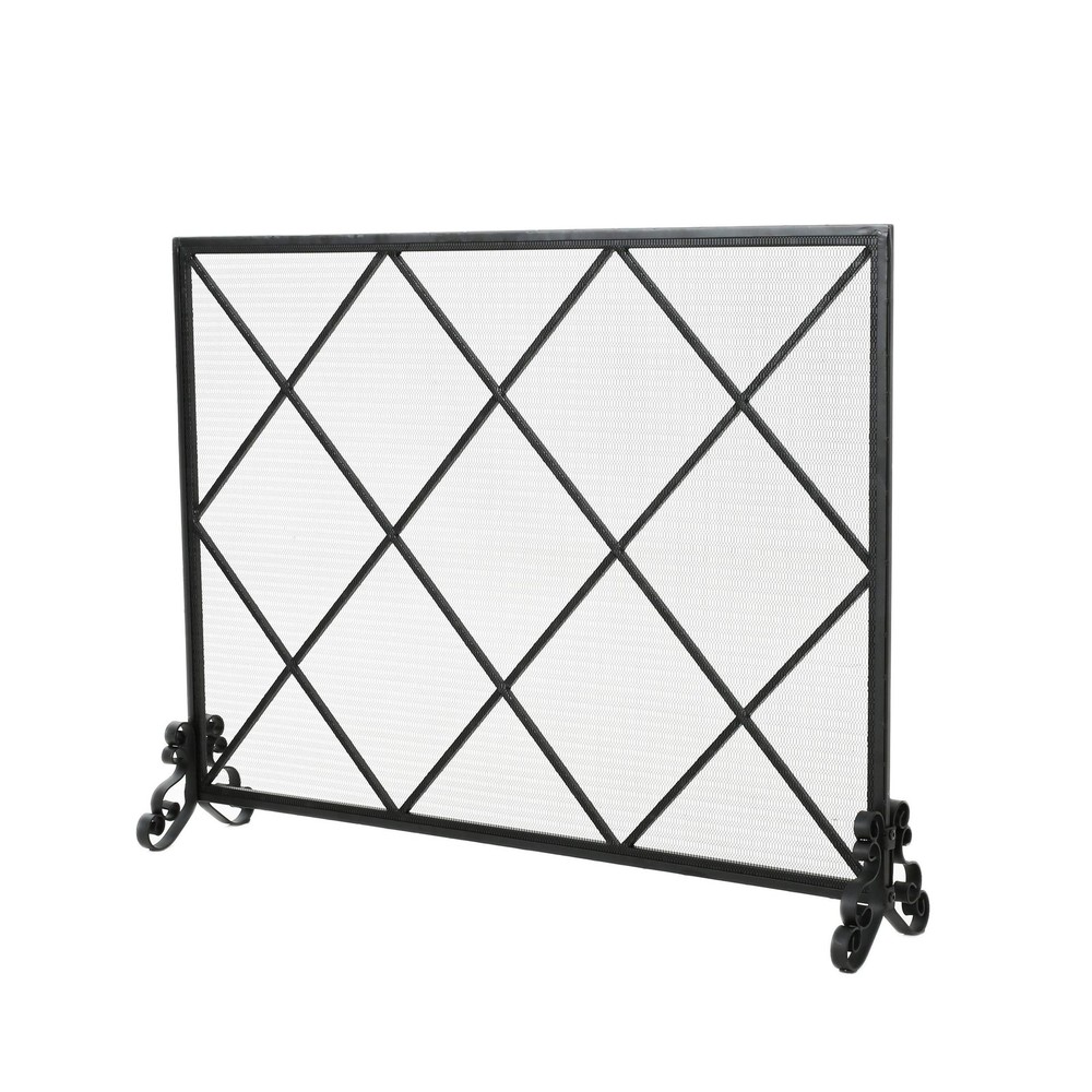 Christopher Knight Home Howell Single Panel Iron Fireplace Screen, Black