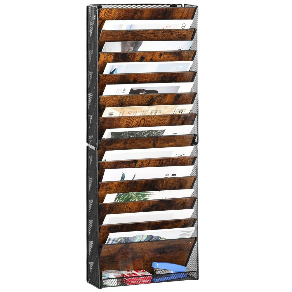 TQVAI 12-Tier Wall File Organizer - Folding Wall Mounted Mail Document Holder