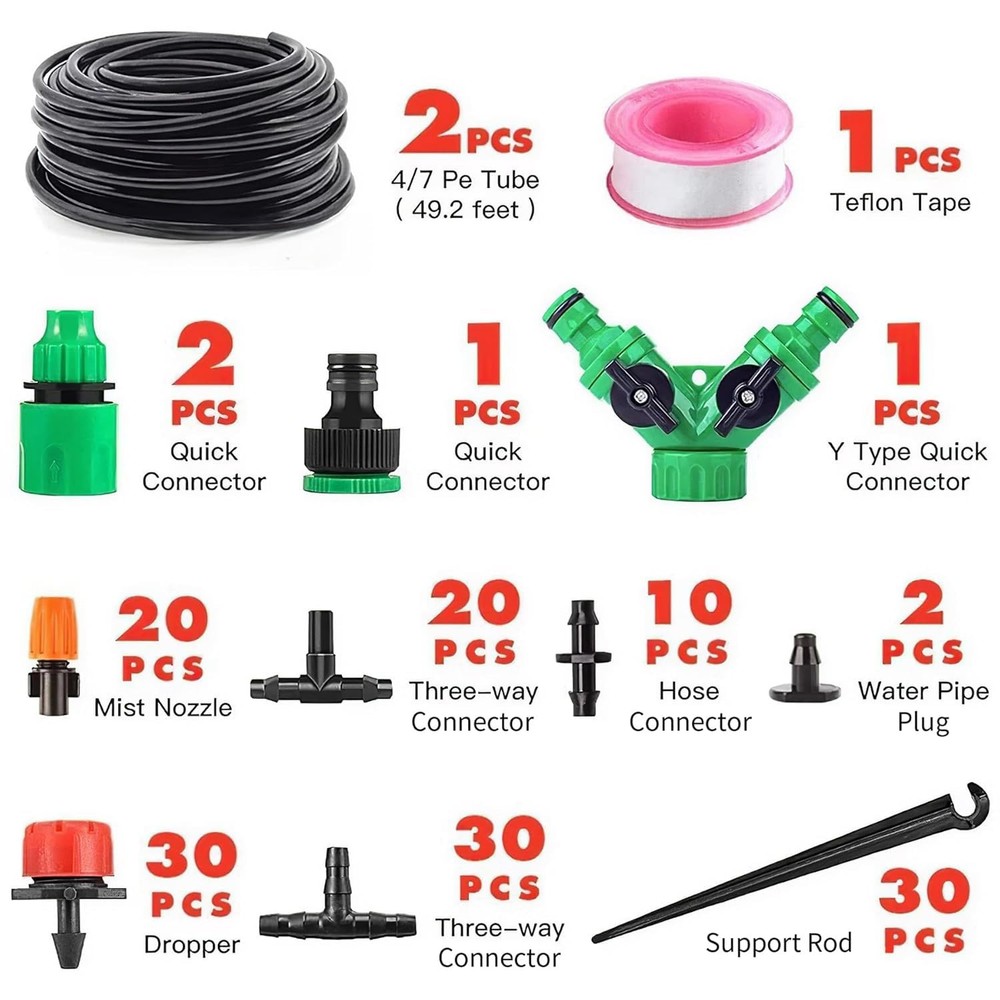 98.5FT Drip Irrigation System Kit, 149PCS Automatic Micro Drip Irrigation Kit fo