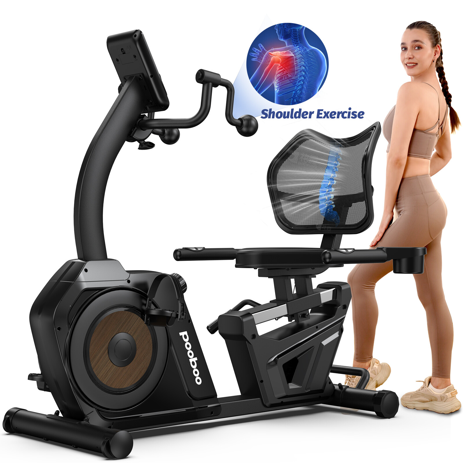 Magnetic Recumbent Exercise Bike, Stationary Bikes for Home with Arm Exerciser