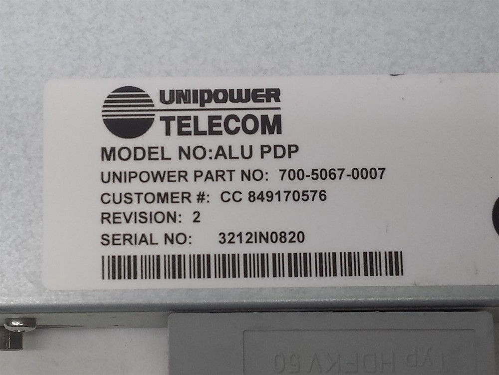 ALCATEL-LUCENT ALU PDP UNIPOWER RACKMOUNT POWER DISTRIBUTION PANEL 849170576