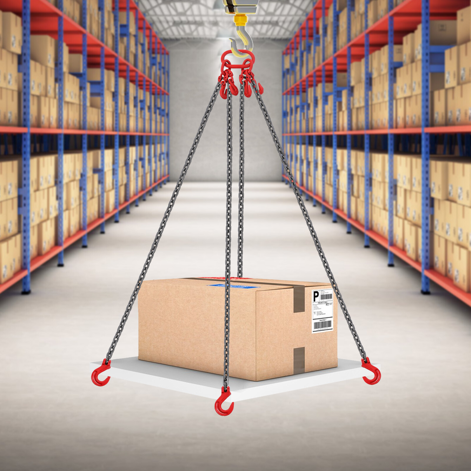 Chain Sling 4 Legs G80 Lifting Chain With Grab Hooks 22046.23lbs 3/8 in x 10ft