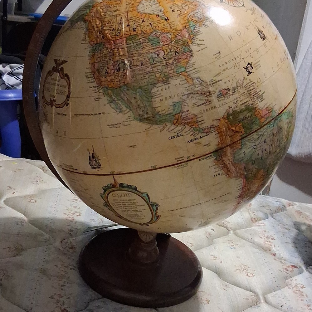 Replogle Globes Antique Style Tabletop Globe Rotating Multicolor Metal Base