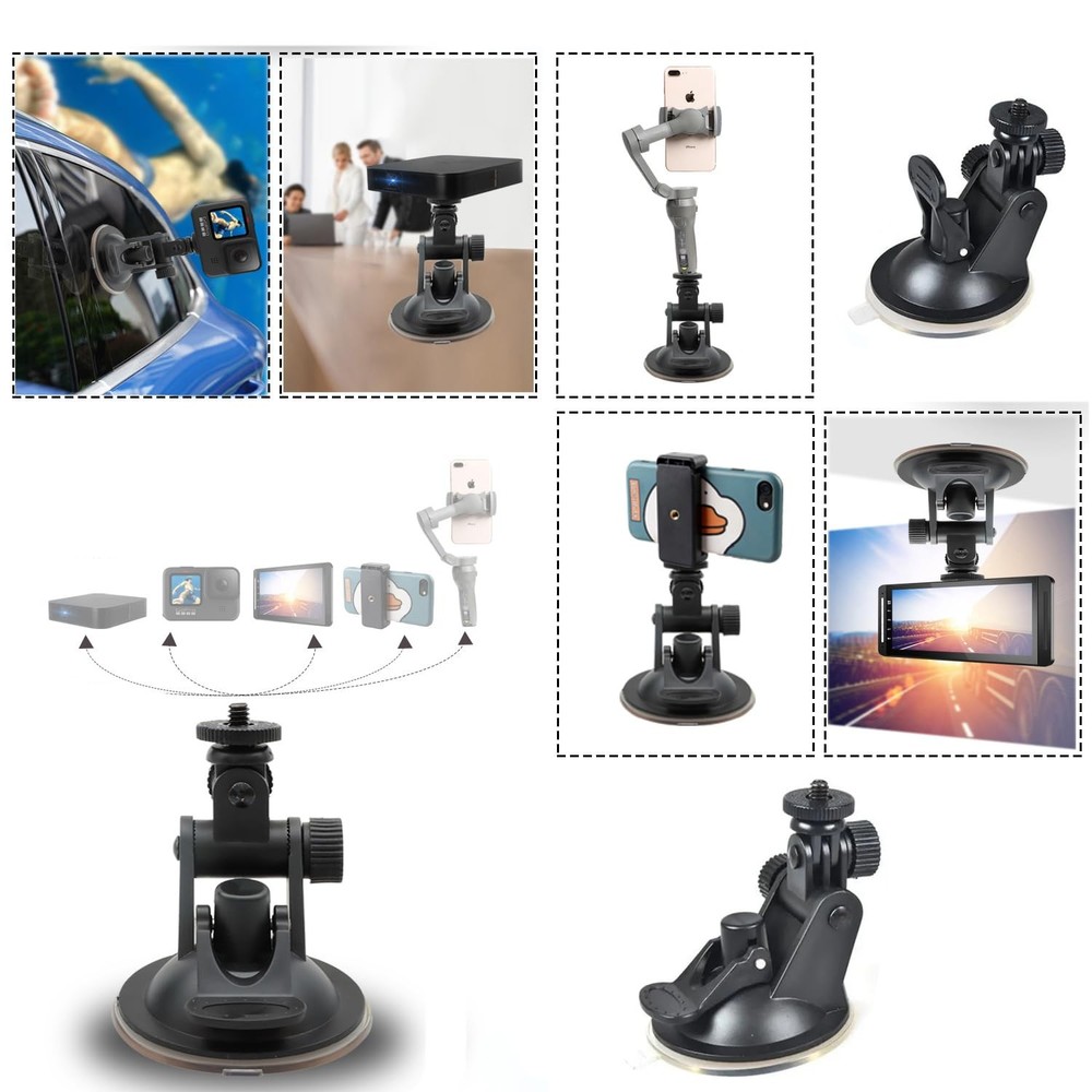 2 Pack Dash Cam Suction Cup Mount with 1/4 Screw Thread Windshield Camera Holder