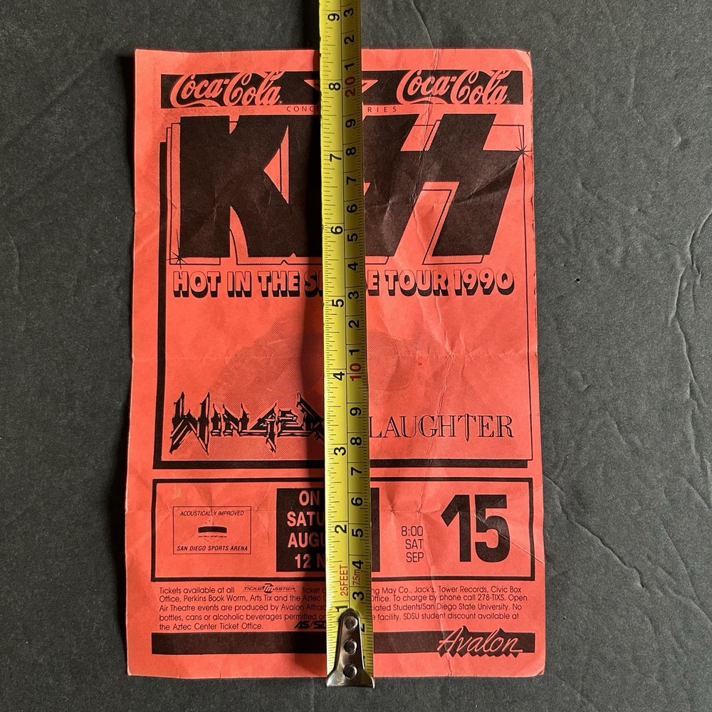 KISS 1990 Hot In The Shade Original Concert Flyer Slaughter Winger 5.5x8.5”