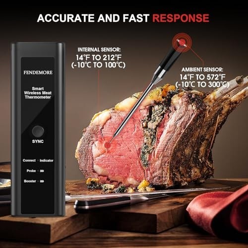 Wireless Bluetooth Digital Meat Thermometer - Instant Read BBQ & Kitchen Cooking