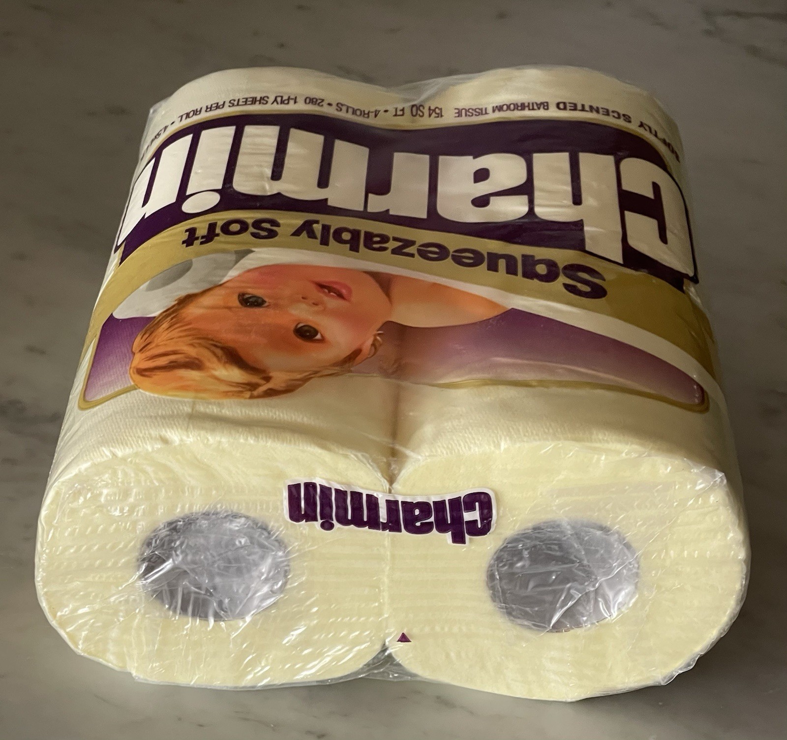 Vintage '80s Charmin Light Yellow Toilet Paper Sealed 4-Pack NOS Prop