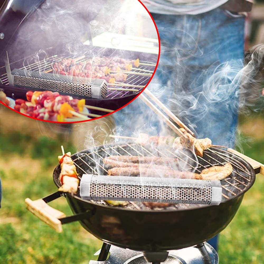 12in BBQ Smoker Tube for Wood Pellets – Stainless Steel Grill Smoke Box for Meat