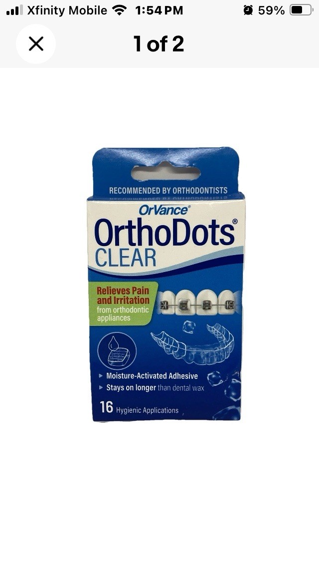 2 Pk OrVance OrthoDots CLEAR Adhesive Covers For Braces Relief Orthodontic Pain