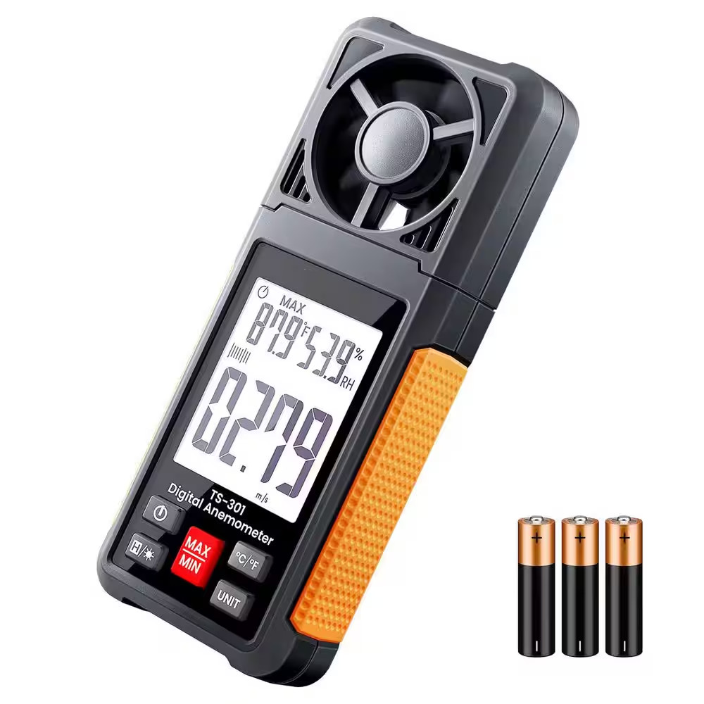 Backlit LCD Display Digital Anemometer with Temperature and Humidity, Wind Speed