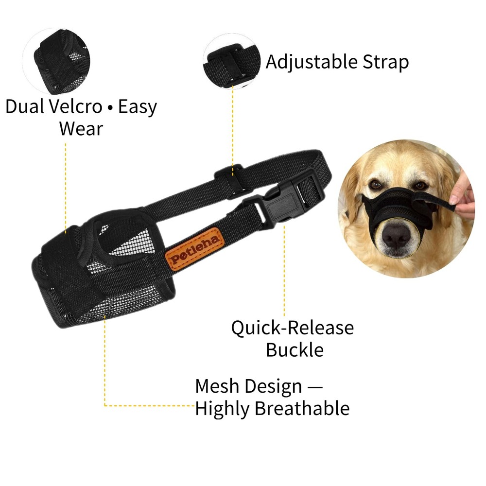 Dog Muzzle for Medium Dogs – Soft Cotton Mesh Adjustable Breathable Muzzle fo...