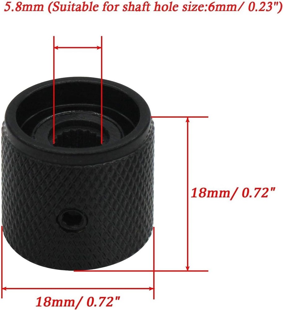 4 High-Quality Black Metal Volume Control Knobs - Fits Most Guitars & Basses