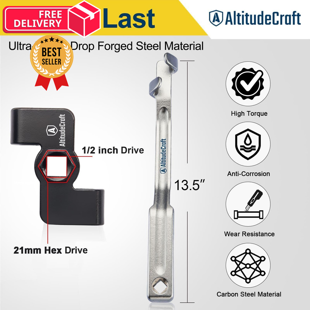 AltitudeCraft Wrench Extender & Tool Bar Set, 1/2" Silver