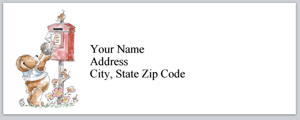 Personalized Address Labels Bear Hedgehog mailbox (bx 186)