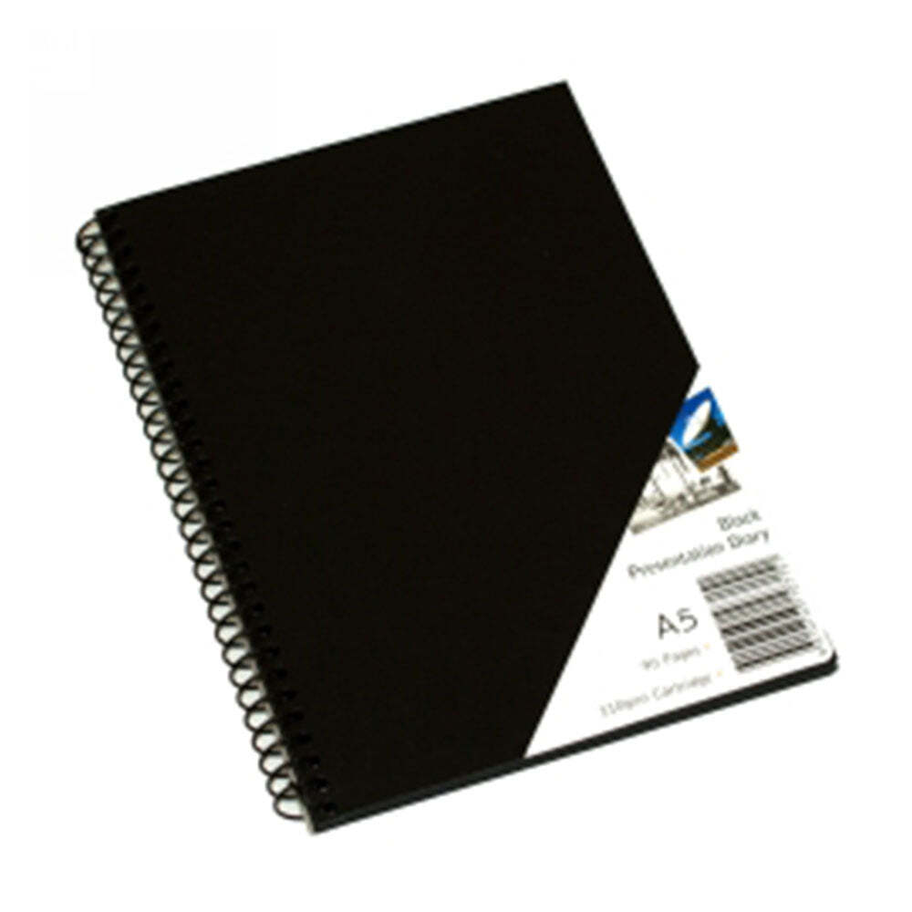 Quill A5 Spiral Visual Art Diary 45 Leaf Black Bright Polypropylene Front Cover