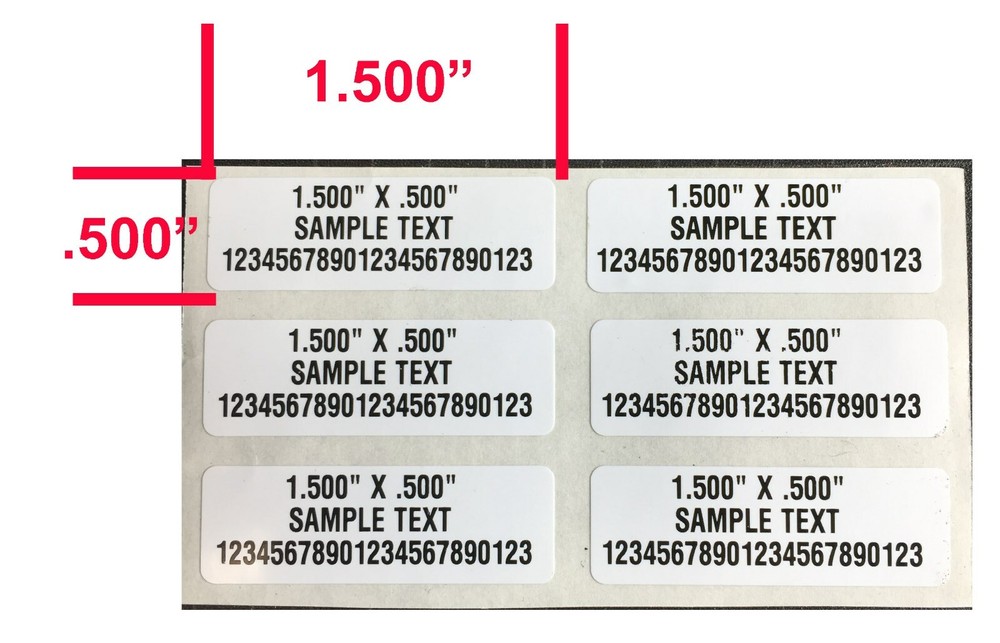500   1.5" x .500" White Polyester Custom Printed Asset Tracking Labels ID Tags
