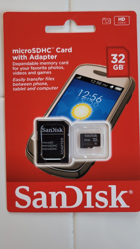 SANDISK 32GB Micro SD HC Card with Adapter MicroSD MicroSDHC MicroSDXC HD Video