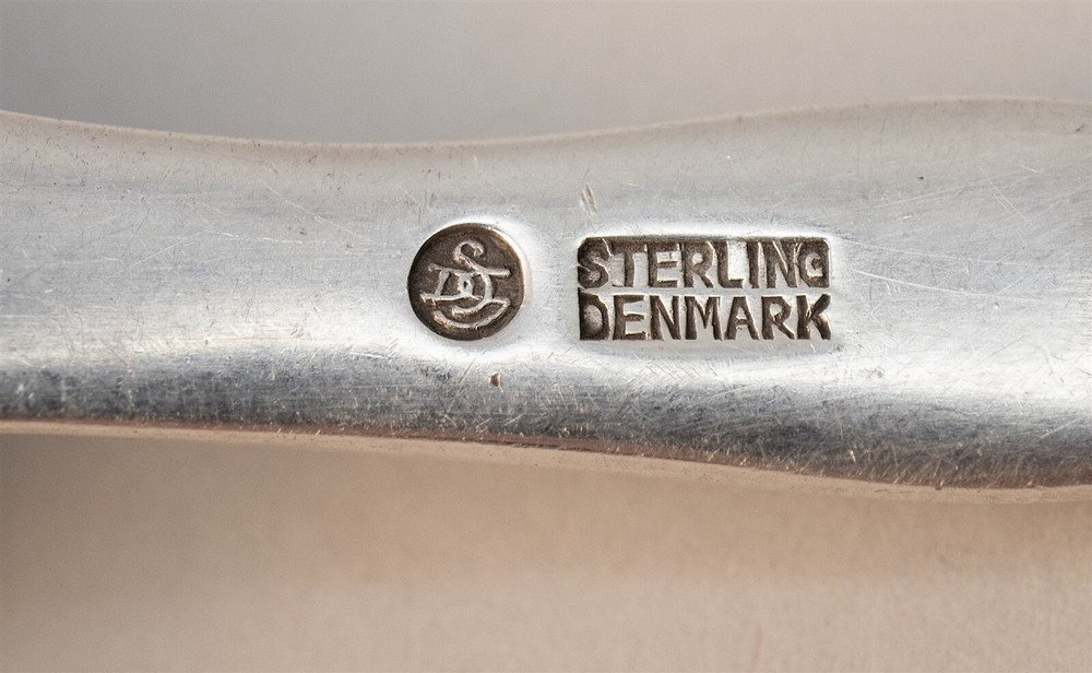Danish Sterling Silver Sugar Spoon Coiled Curved Handle