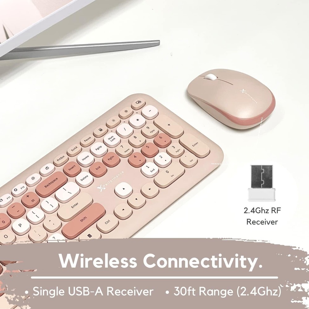 X9 Retro Typewriter Keyboard & Mouse - Brown Wireless Set for Modern Workspaces