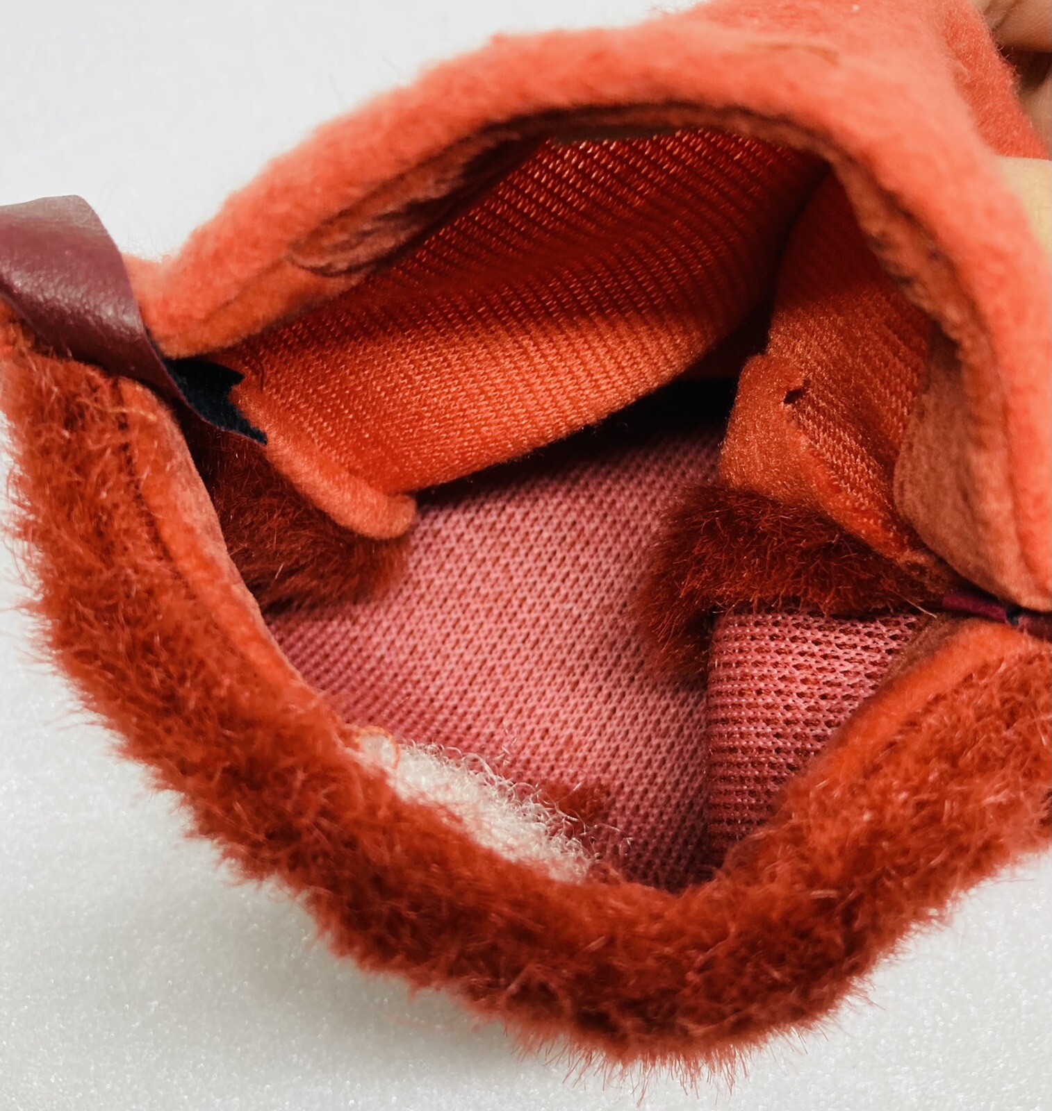 Vintage 1980s Retro Fluffy Furry Handheld Pouch Makeup Mirror Phone Keys Bag 22