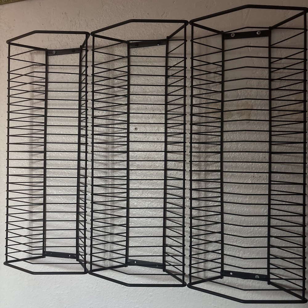 14" Metal Wire Wall Mount CD/DVD Games Storage Rack 20 Single Slots 2 Double