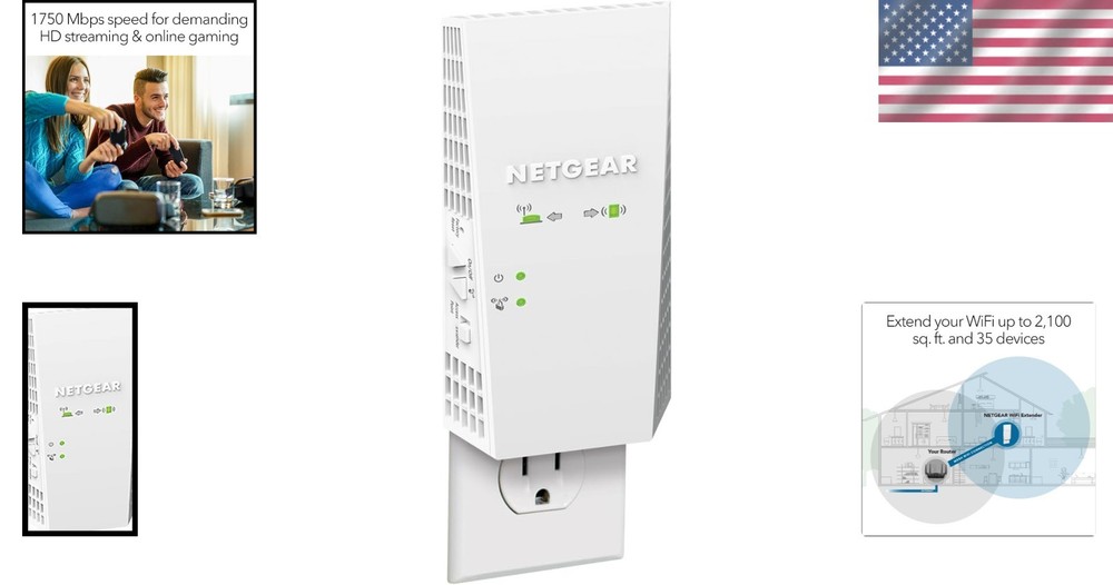 Netgear EX6250 - WiFi Mesh Range Extender with Smart Roaming & Remote Access
