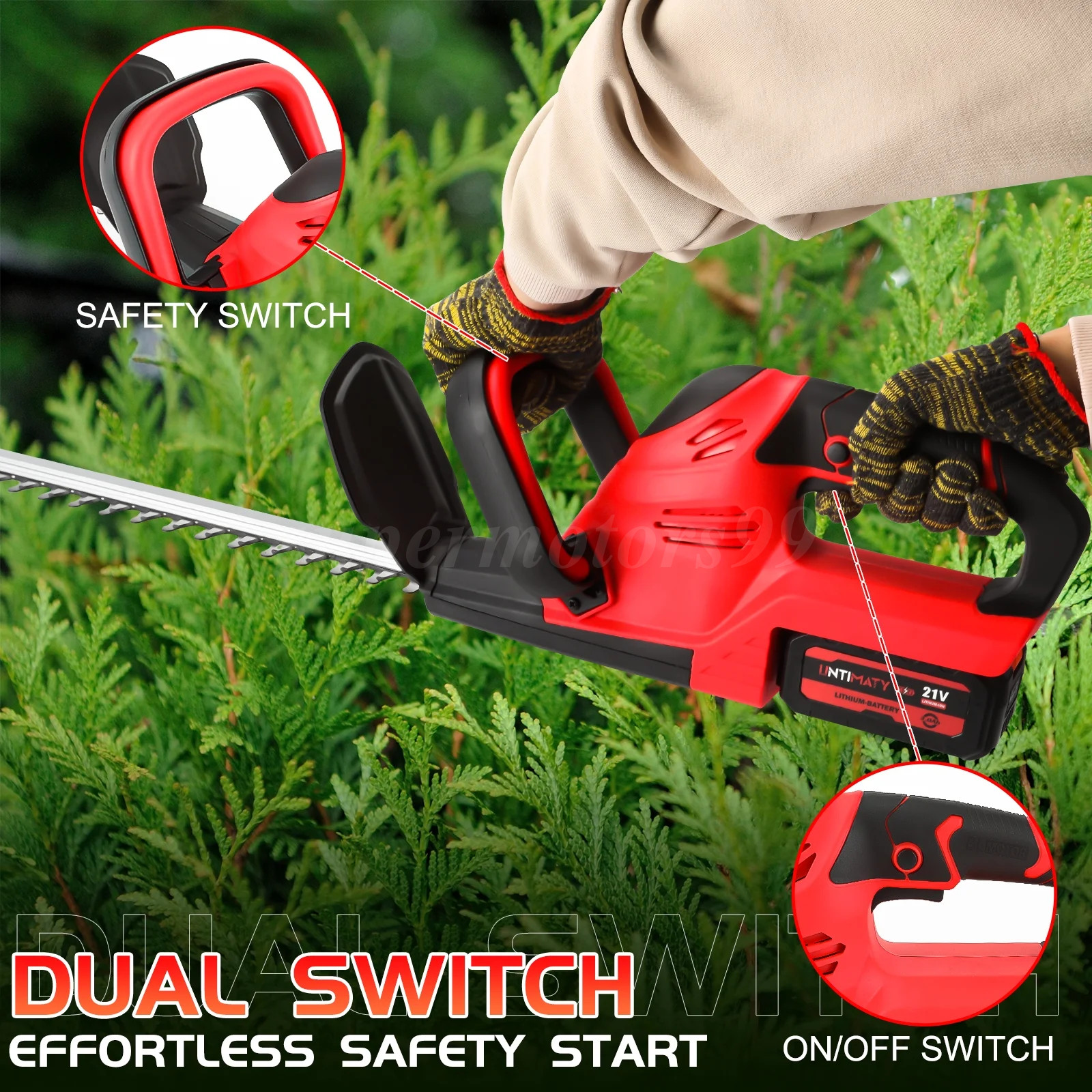 22 in Electric Hedge Trimmer Cordless Power Hedge Trimmer with Battery & Charger