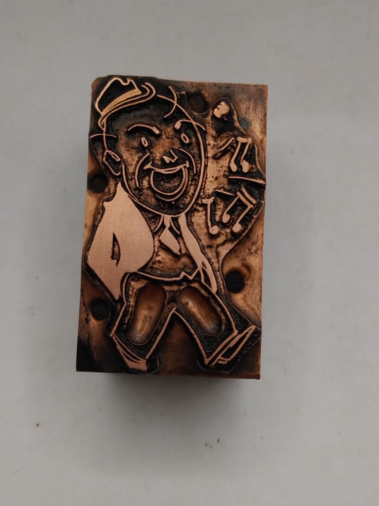Printing Letterpress Printers Block Man Singing Music Notes