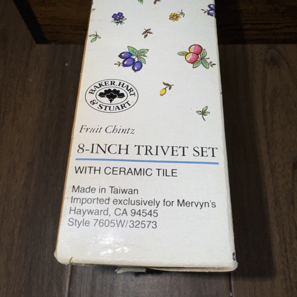 Fruit Chintz 8 inch trivet’s set with ceramic tile