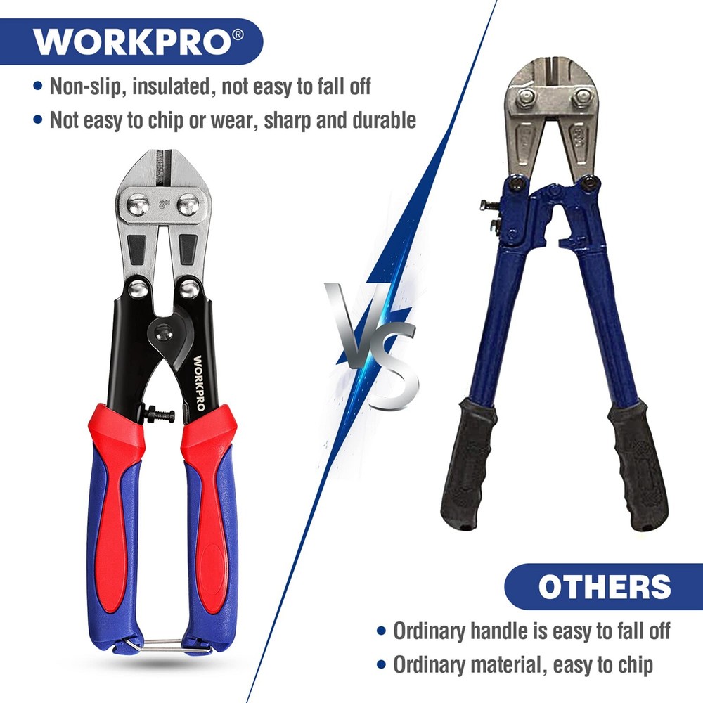 WORKPRO 8-inch Heavy Duty Mini Bolt Cutter Spring Loaded Small Wire Cable Cutter