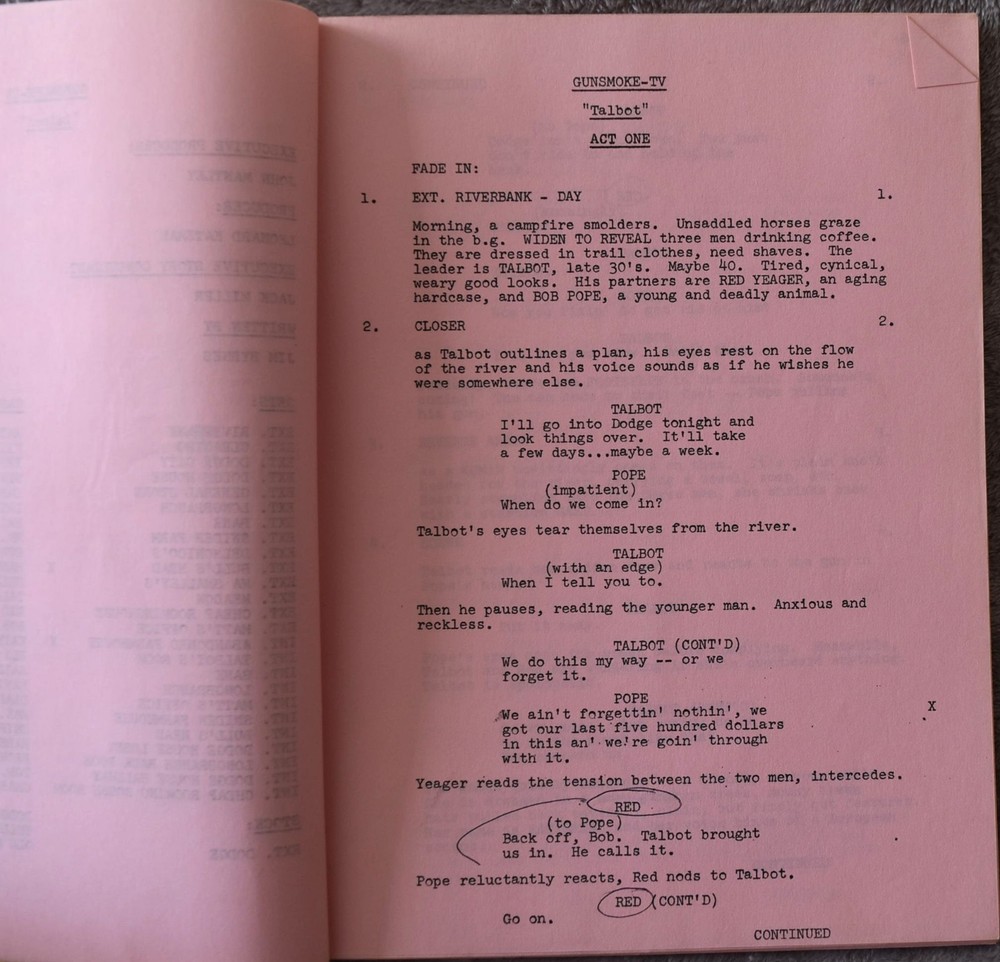 1972 Gunsmoke (Talbot) Original Final Draft Script