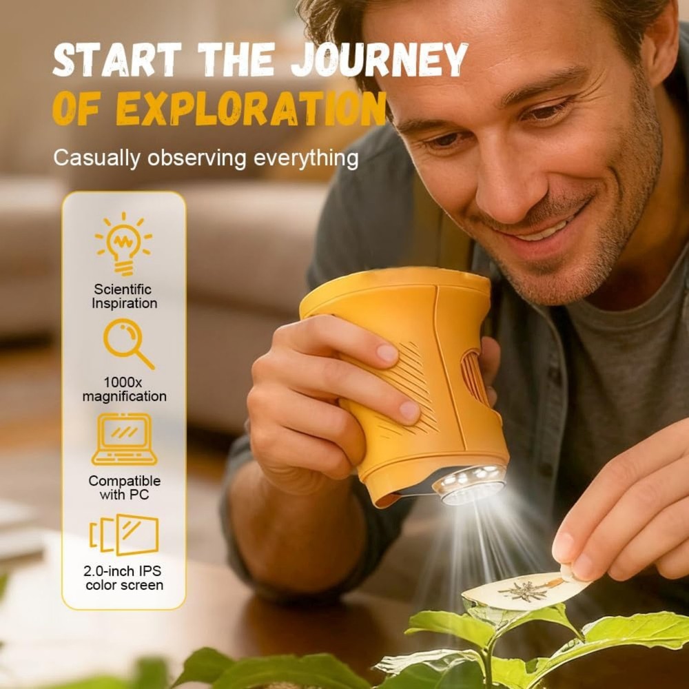 Portable Handheld Microscope 1000x Digital for Children's STEM Education Gift