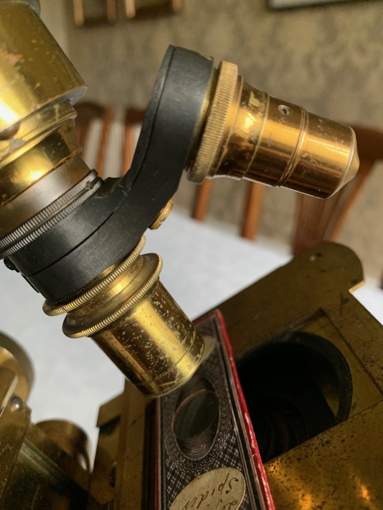 Large Antique C. Baker No. 2 - Compound Bar-limb Brass Microscope - circa 1860