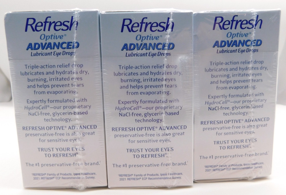 3Pk- Refresh Optive Lubricant Eye Drops, 90 Single Use Containers Total, 5/27