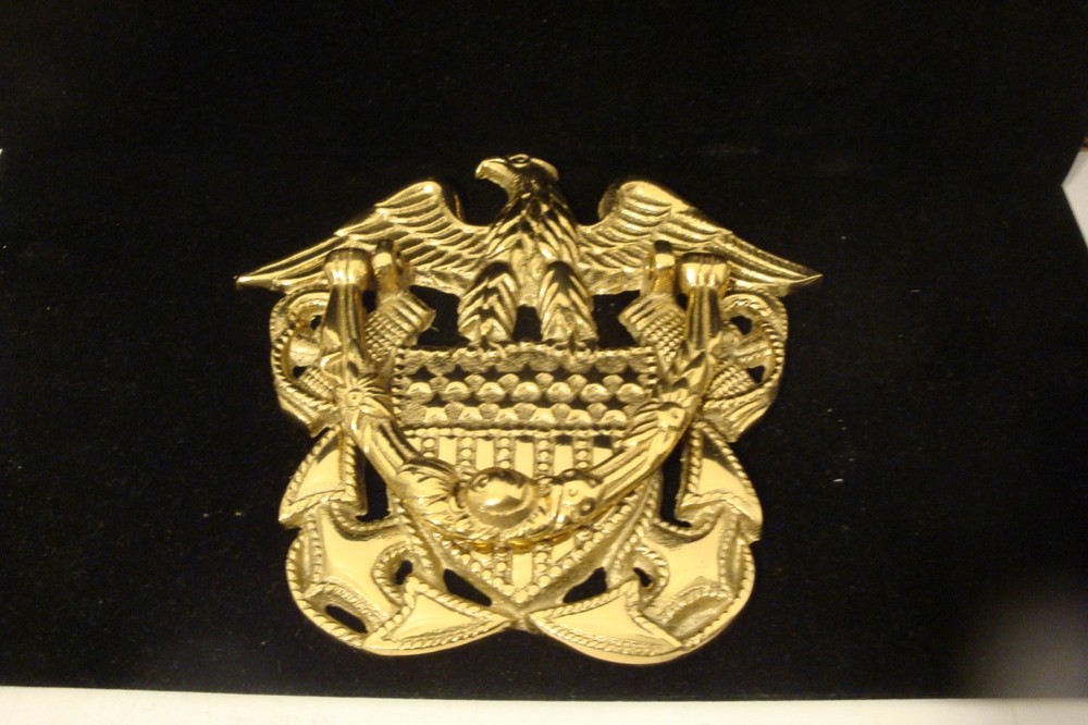 Solid Brass Eagle over flag emblem door knocker without screws