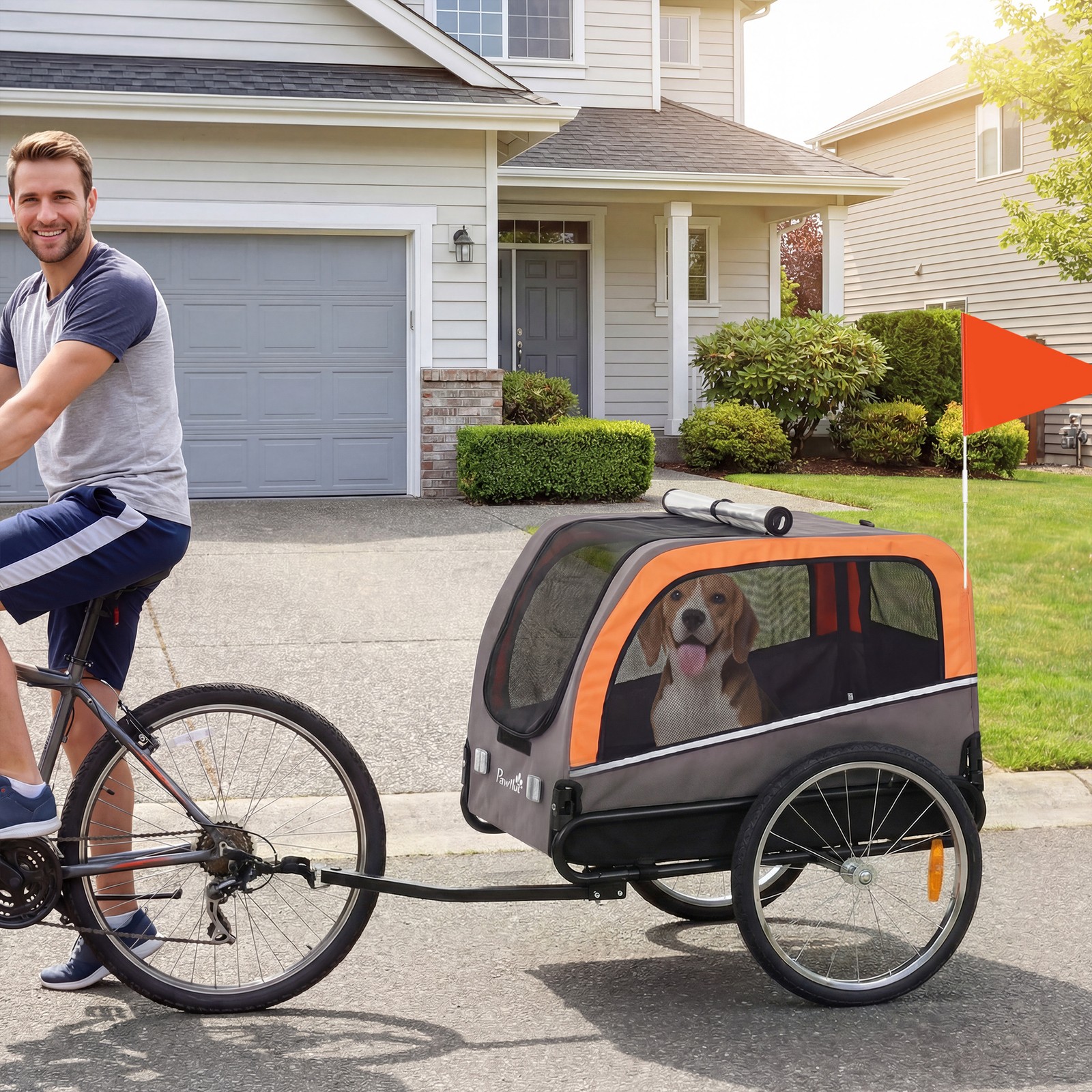 PawHut Dog Bike Trailer, Pet Cart Wagon Cart Carrier Attachment