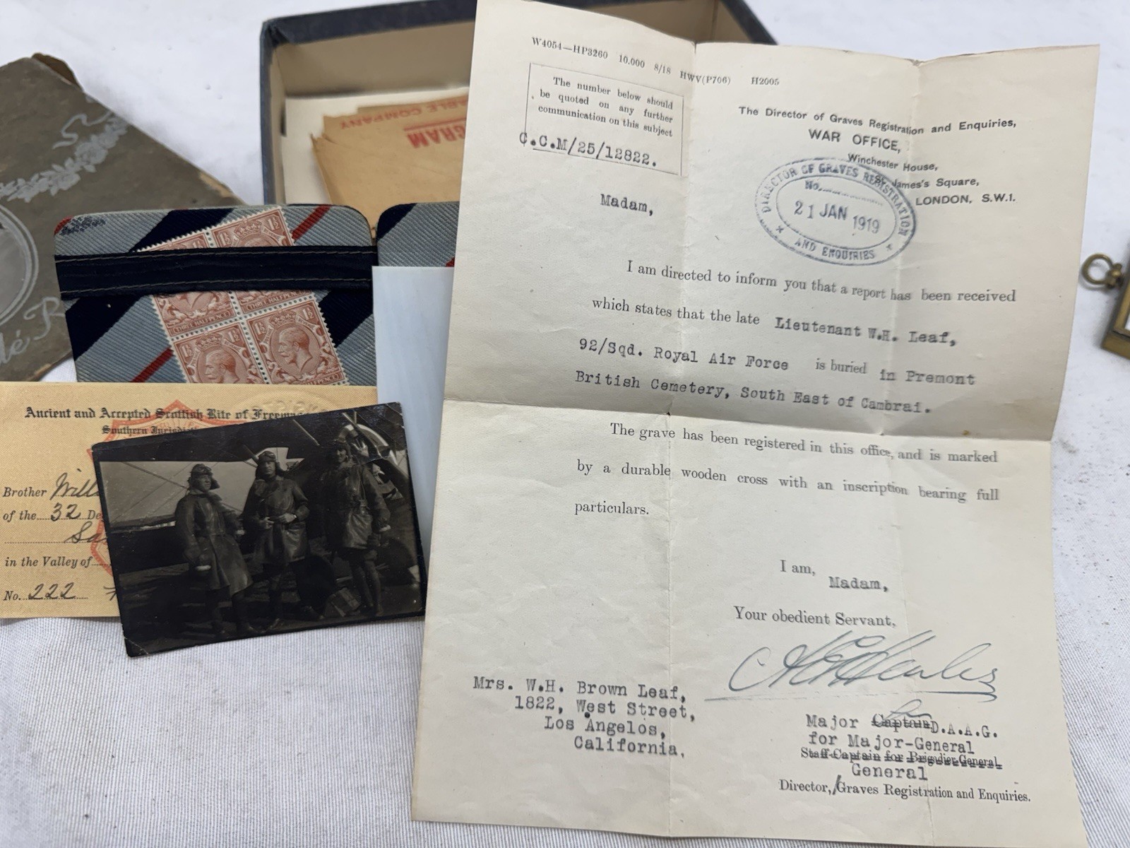 Amazing WW1 RAF Pilot KIA USA Volunteer Group,92nd Sq Killed On The Aerodome