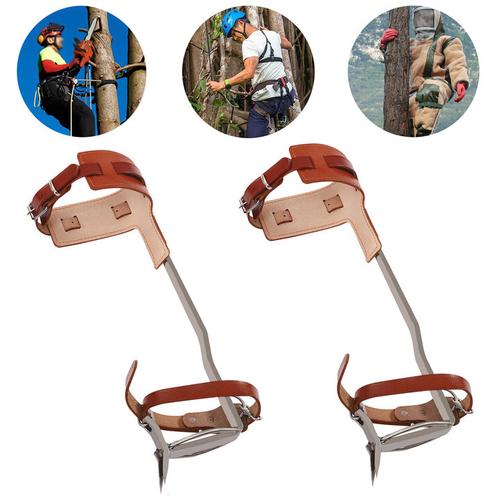 Adjustable Tree Climbing Spike Set Pole Climbing Spurs Tool Climber Strap Gaffs