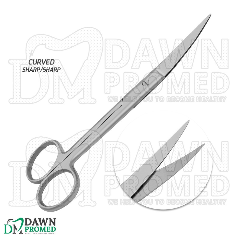 6 Pcs Operating Scissors 6.5" Straight & Curved Round Pattern Set German Grade