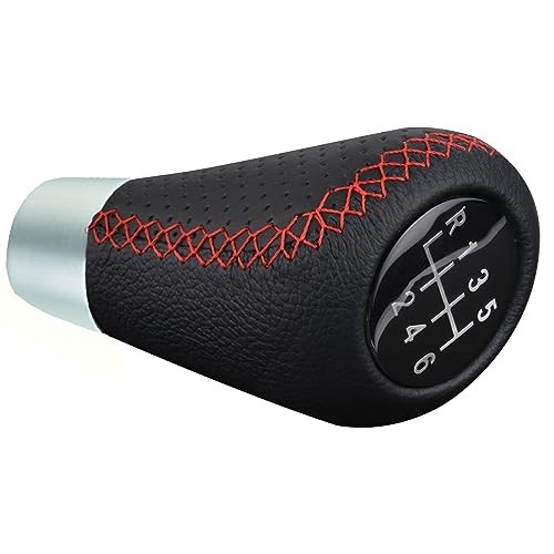 6 Speed Shift Knob Leather Stick Shifting Lever Handle Gear Shifter Knobs Red