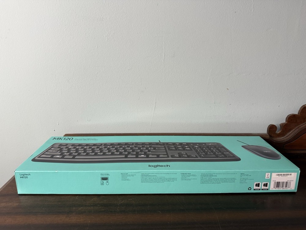 NEW Logitech Desktop MK120 USB Wired Mouse & Keyboard Combo Comfortable PC & Mac