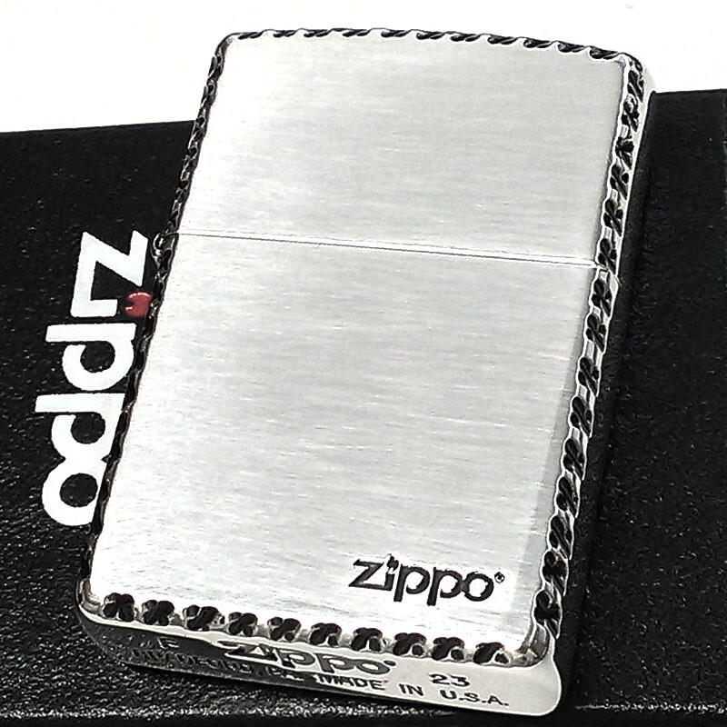 Zippo Logo Engraved Silver Ibushi Finish Double-Sided Processing Corner Router