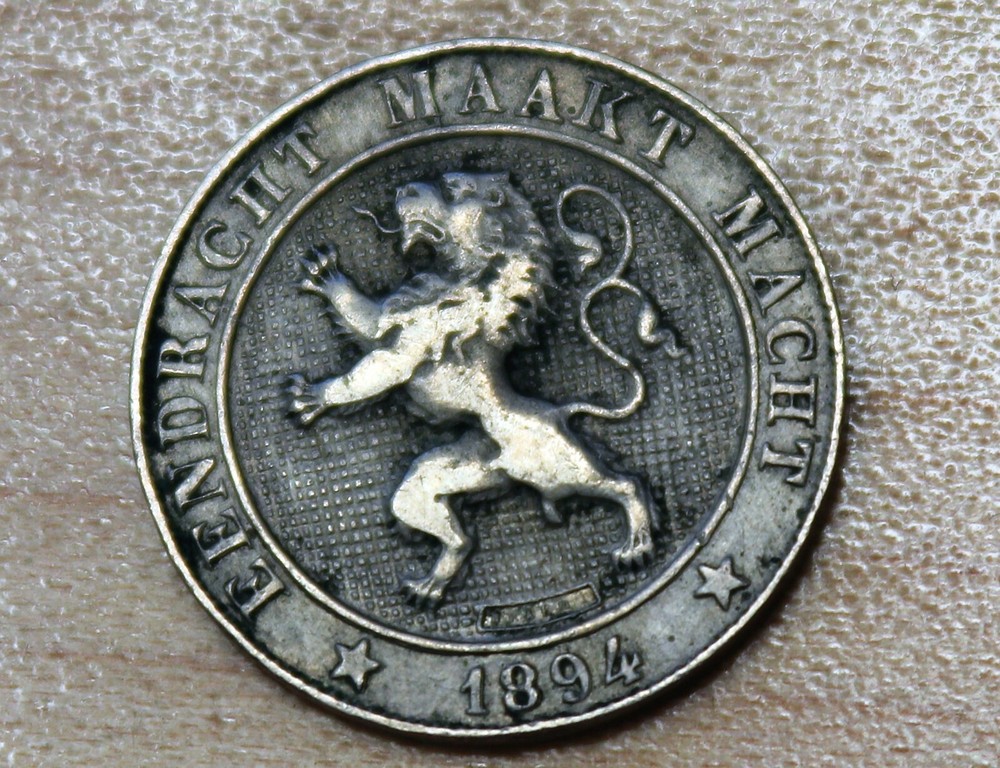 1894 Belgium 5 Centimes Dutch text