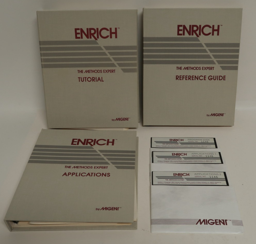 Enrich The Methods Expert Migent PC Computer Program Floppy Discs 1985 & Manuals