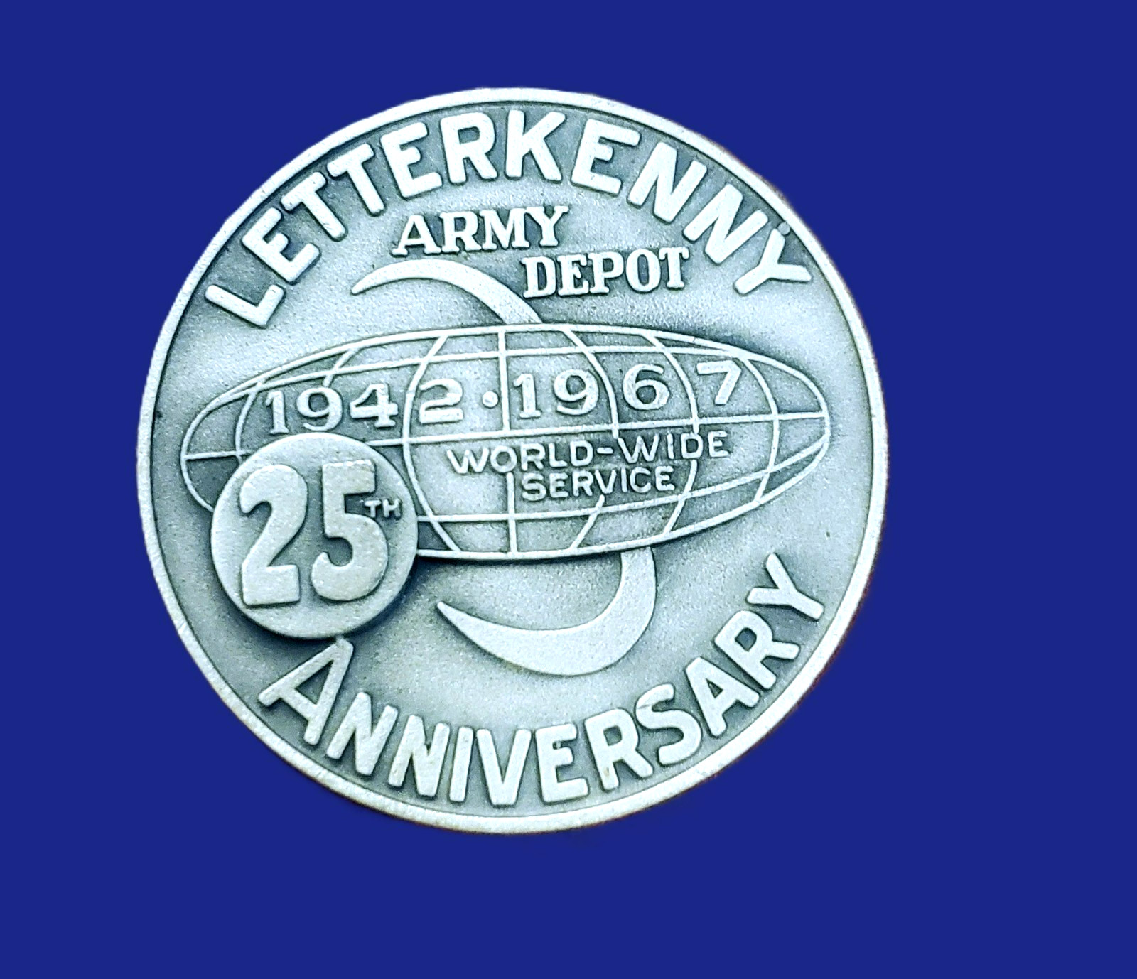 1967 CHAMBERSBURG PA ~ LETTERKENNY ARMY DEPOT 25th ANNIVERSARY 999 SILVER MEDAL