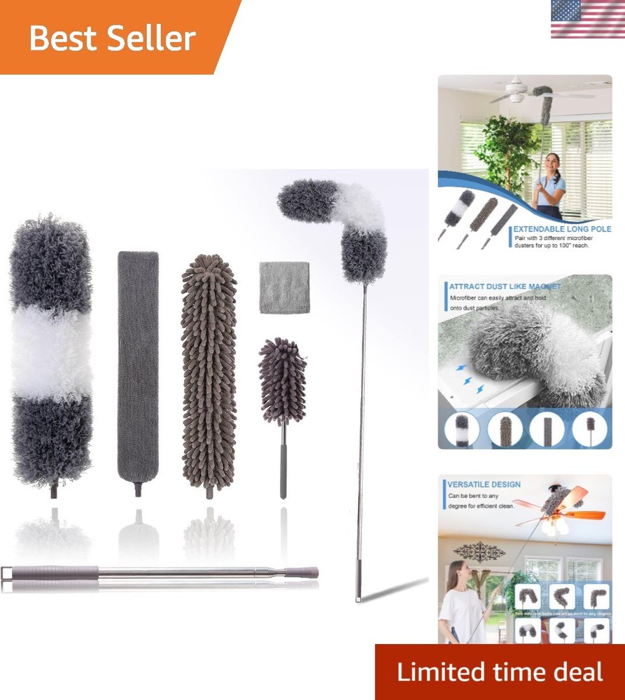 Comprehensive 6-Piece Cleaning Kit: Extendable Microfiber Dusters for Home & Car