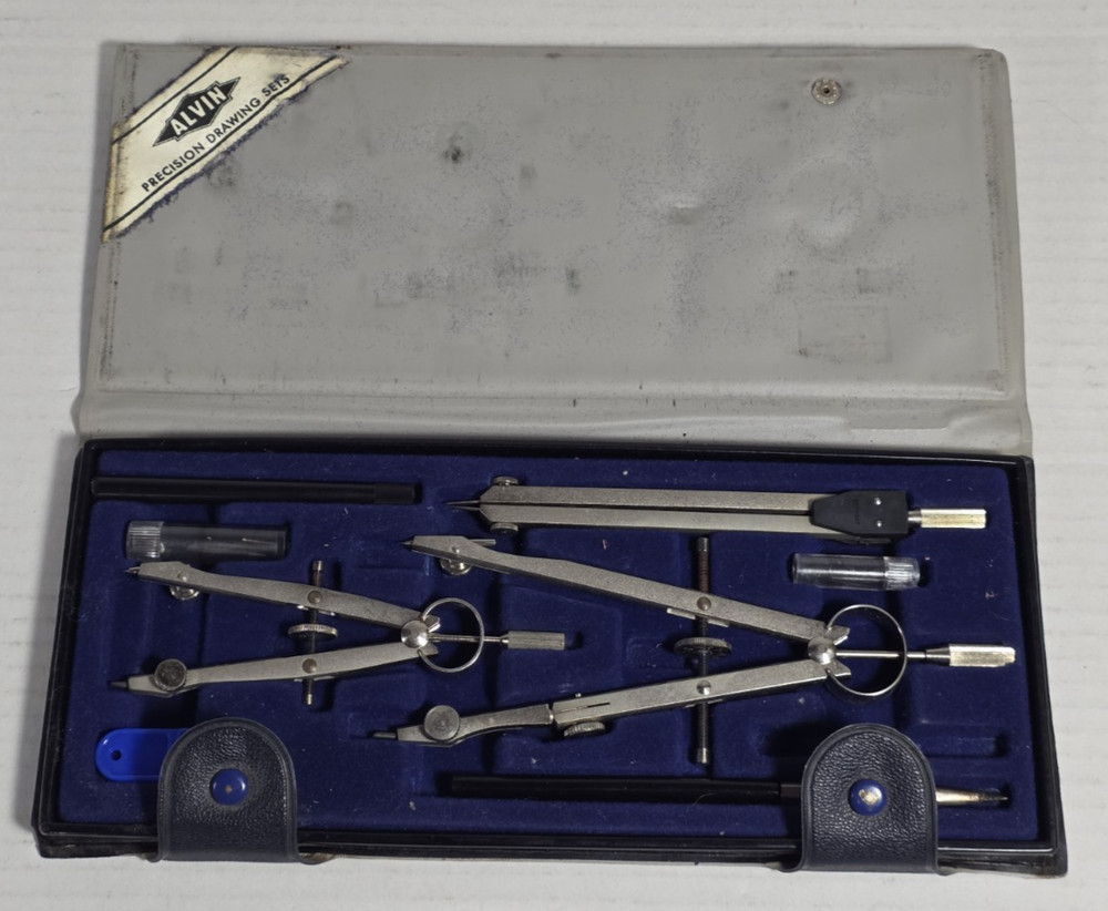 Alvin Precision Drawing Instruments Set in Case Compass 995B Germany - Read