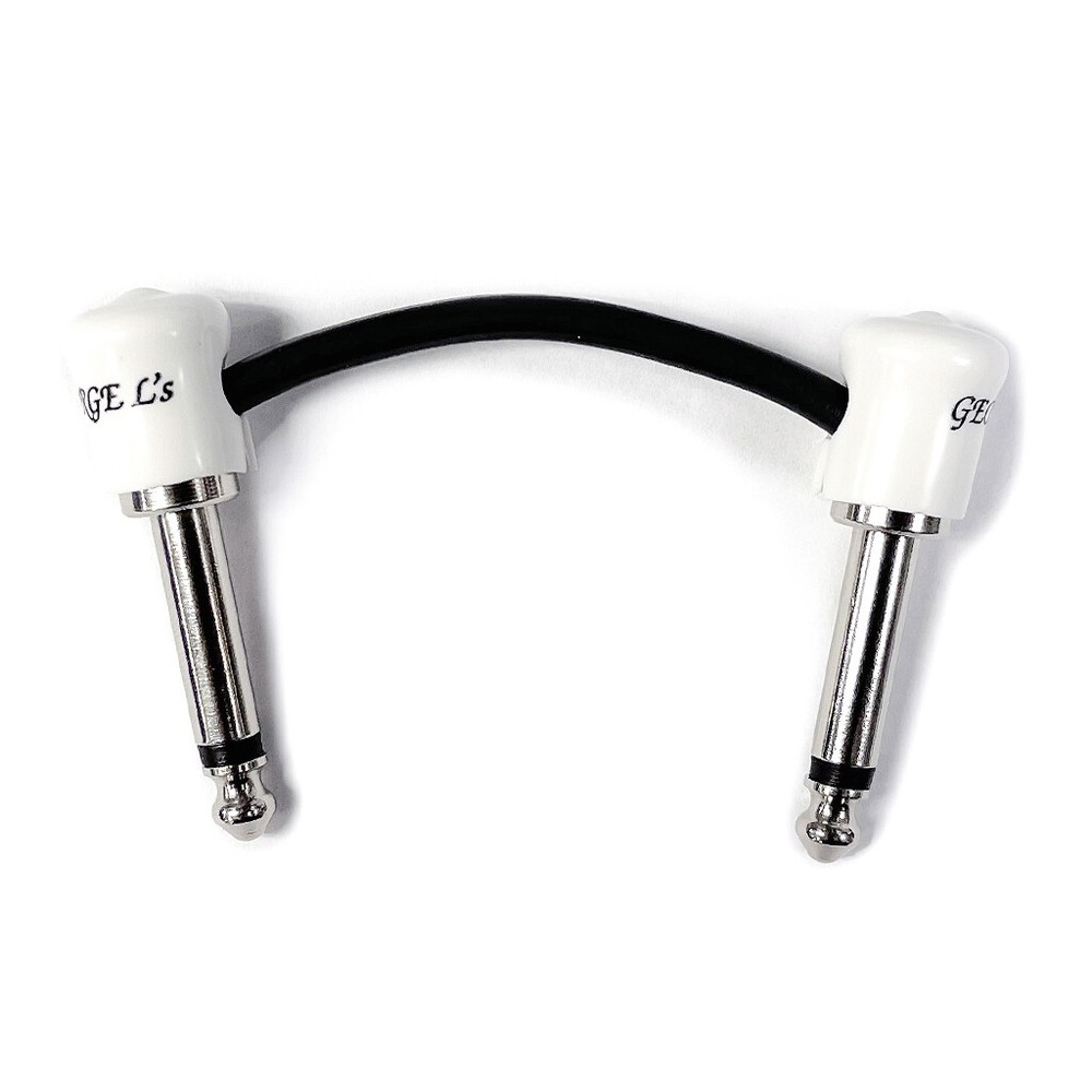 George L's .155 Right Angle Pedalboard White & Black Patch Cable | 2 Inch