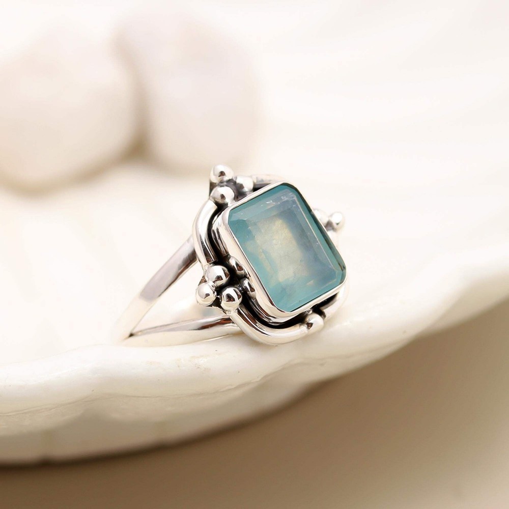 Blue Topaz Solid 925 Sterling Silver Ring 6
