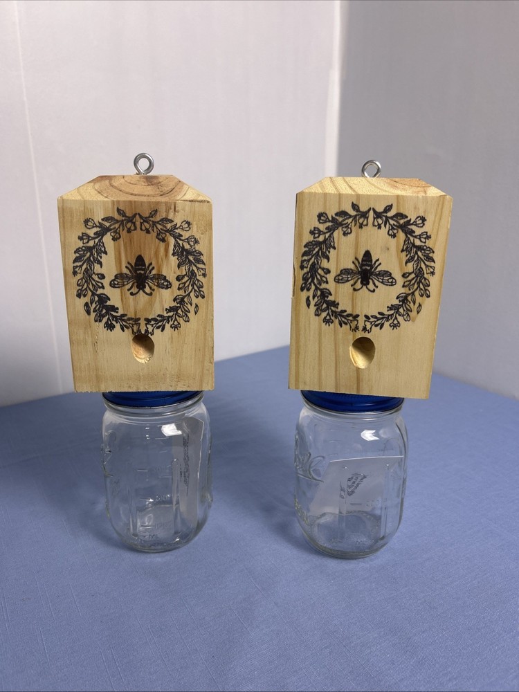 Two (2) Handmade Carpenter Bumble Bee Traps